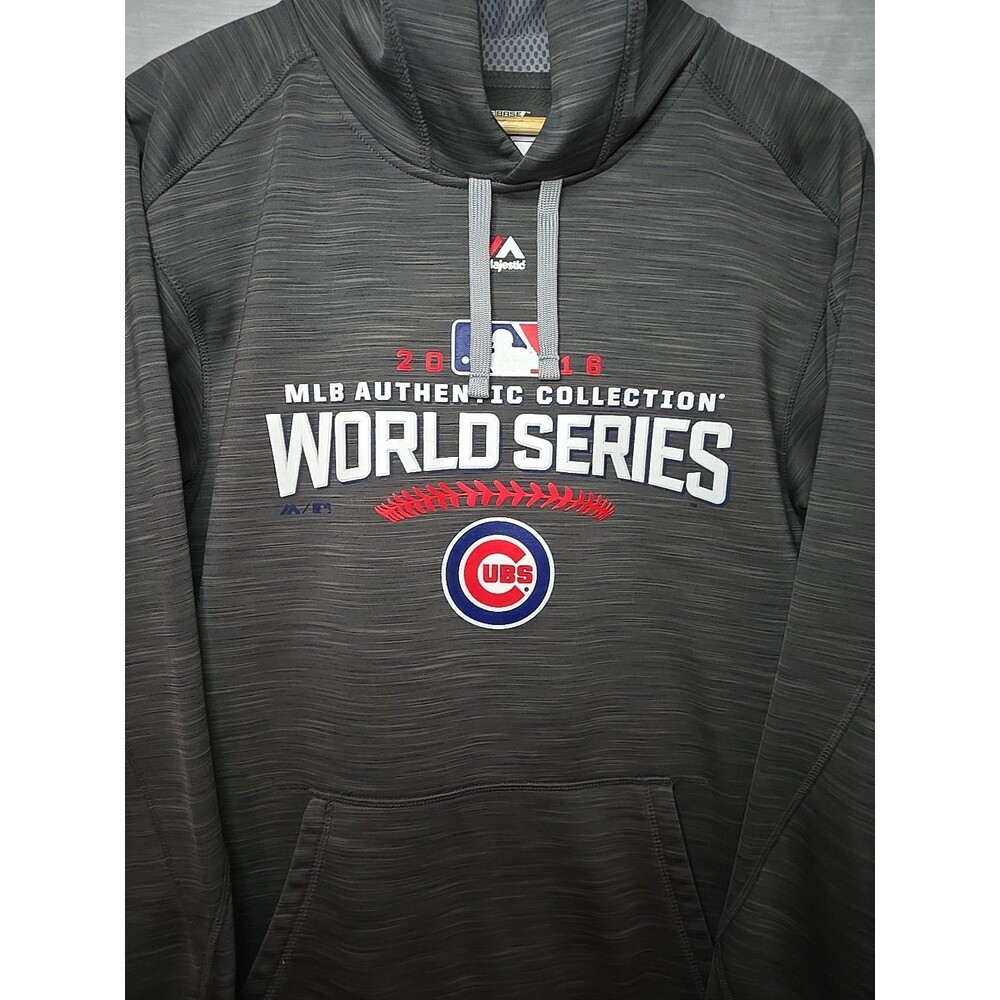 Majestic Chicago Cubs Hoodie Sweatshirt, Men's Sz Medium, 2016 World Series - Picture 4 of 10